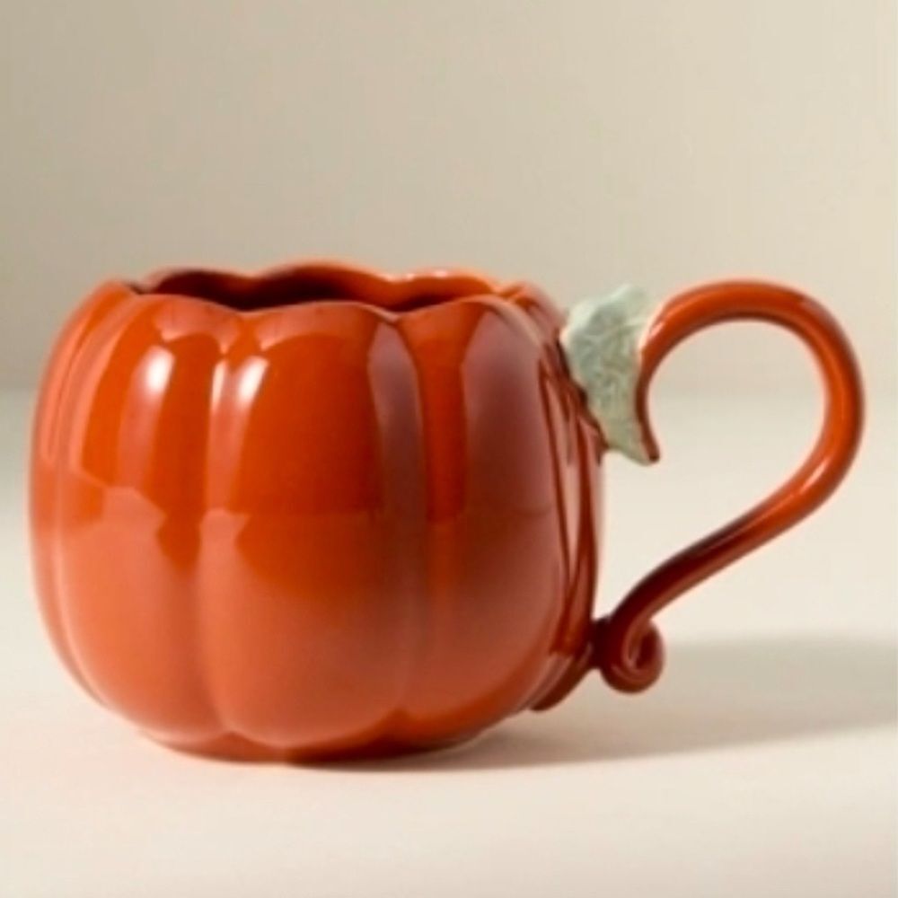 Anthropologie NIB/NWT Figural Pumpkin Lucy Glazed Stoneware Mug in Orange